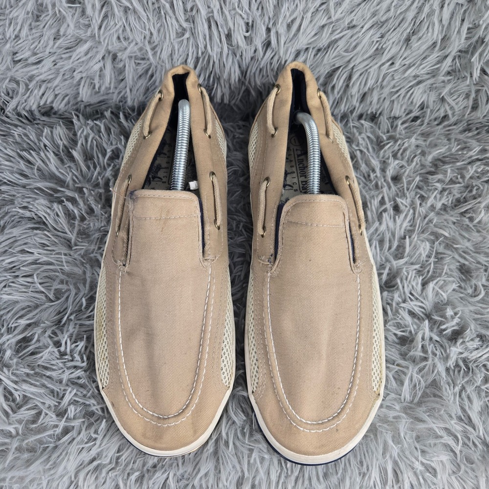 Anchor Bay Classics Boat Shoes‎ Mens 11 Tan Canvas Mesh Slip On Loafers 47137 - Picture 3 of 10